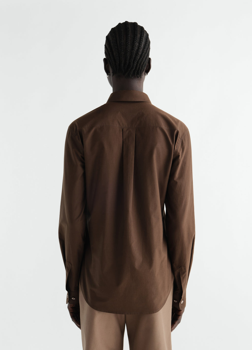 CHEMISE À COL POINTU EN SOIE ET COTON LAVÉ