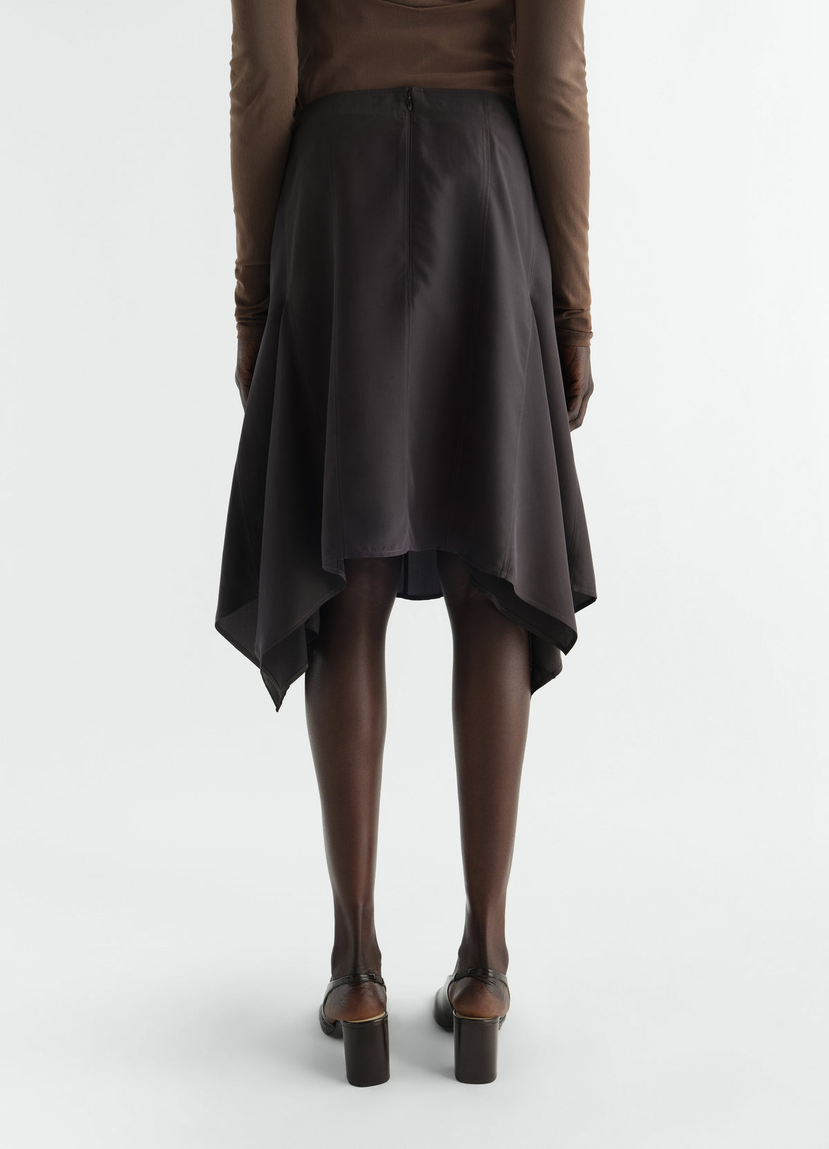 JUPE À PANNEAUX EN TOILE DE VISCOSE ET SOIE