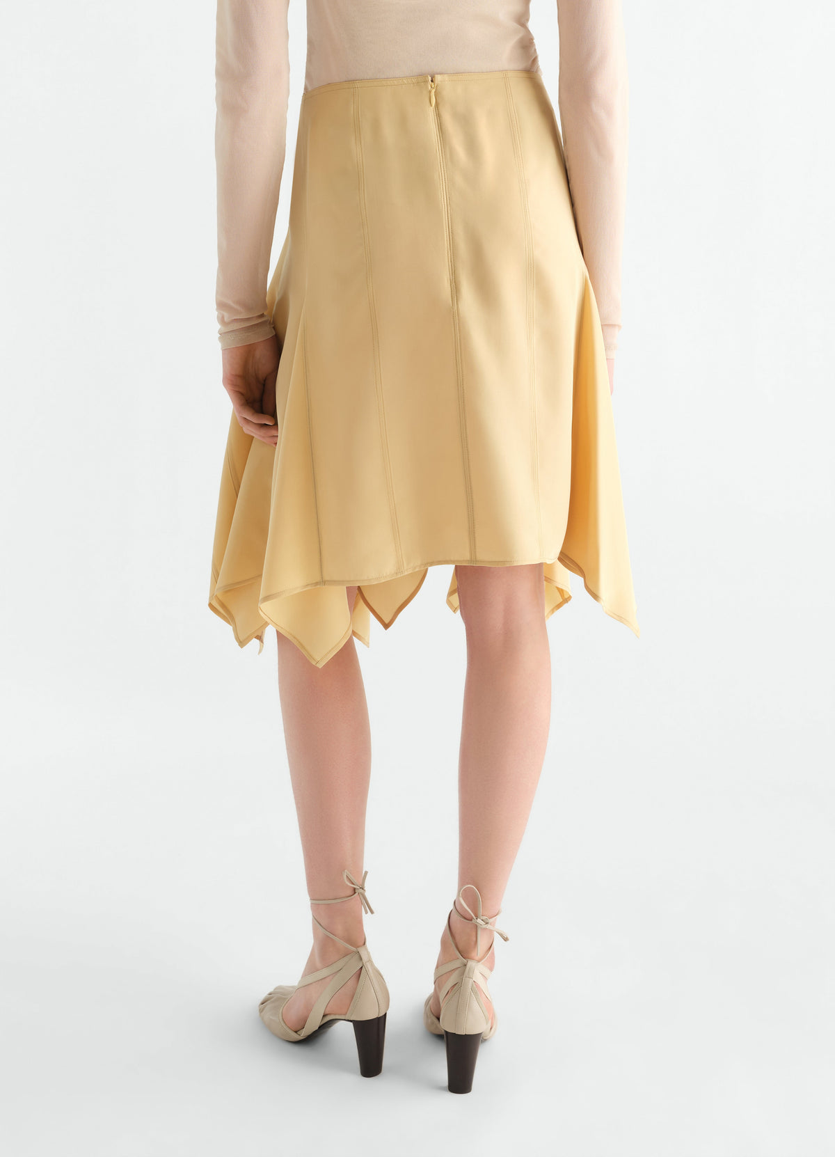 JUPE À PANNEAUX EN TOILE DE VISCOSE ET SOIE
