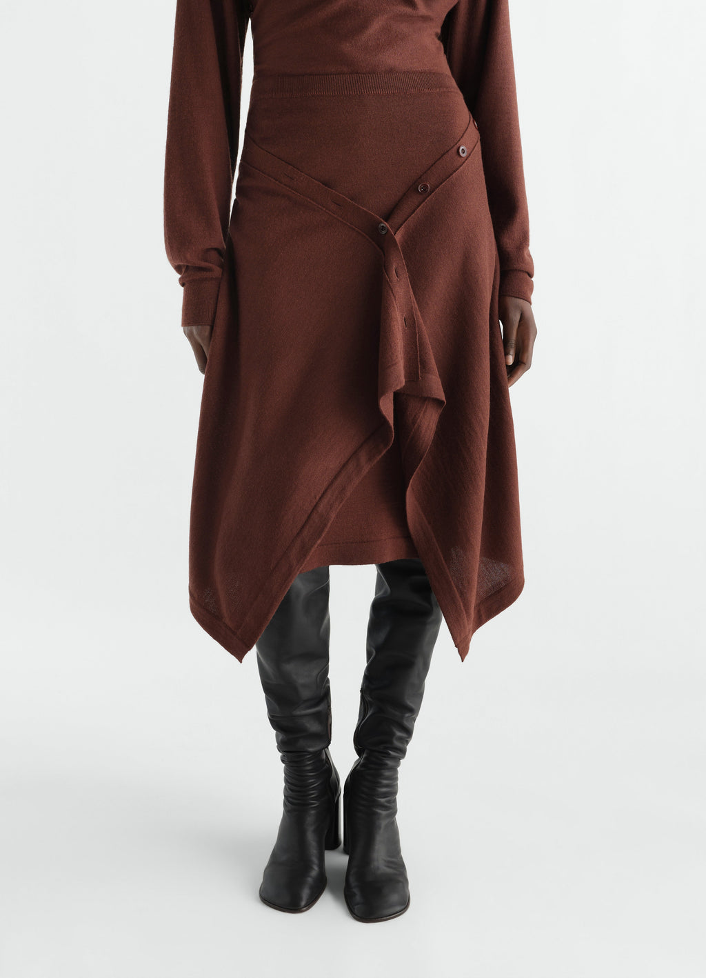 BUTTONED SKIRT IN MERINO BLEND