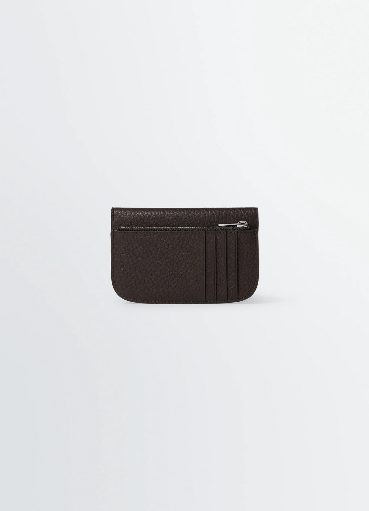 SOFT TAB CARD HOLDER COIN PURSE IN GRAINED COW LEAHER