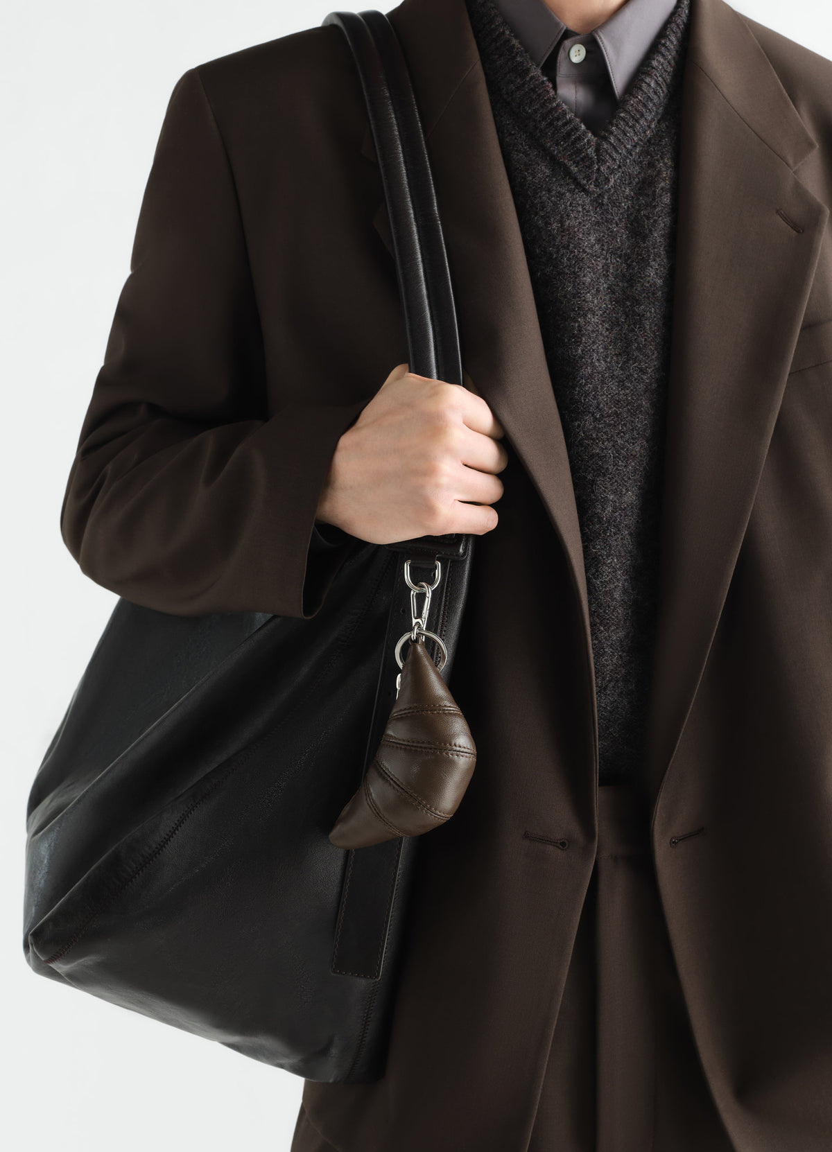 MINI CROISSANT KEYRING IN SOFT NAPPA LEATHER