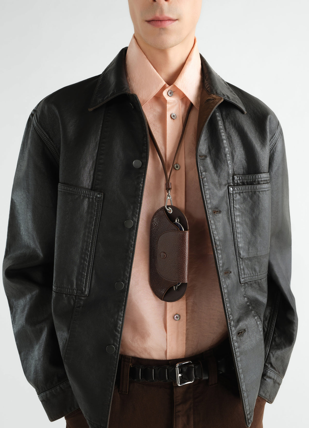 BELL GLASSES HOLDER IN GLOSSY VEGETABLE LEATHER