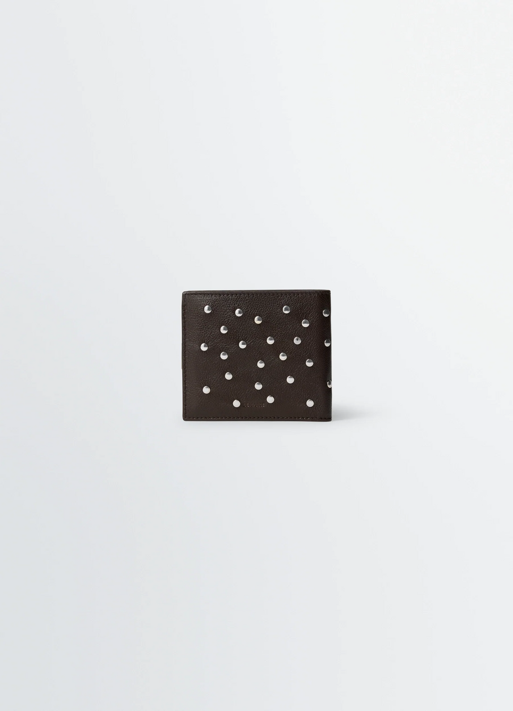 PORTEFEUILLE BIFOLD À CLOUS ET POIS EN CUIR DE BUFFLE GRAINÉ