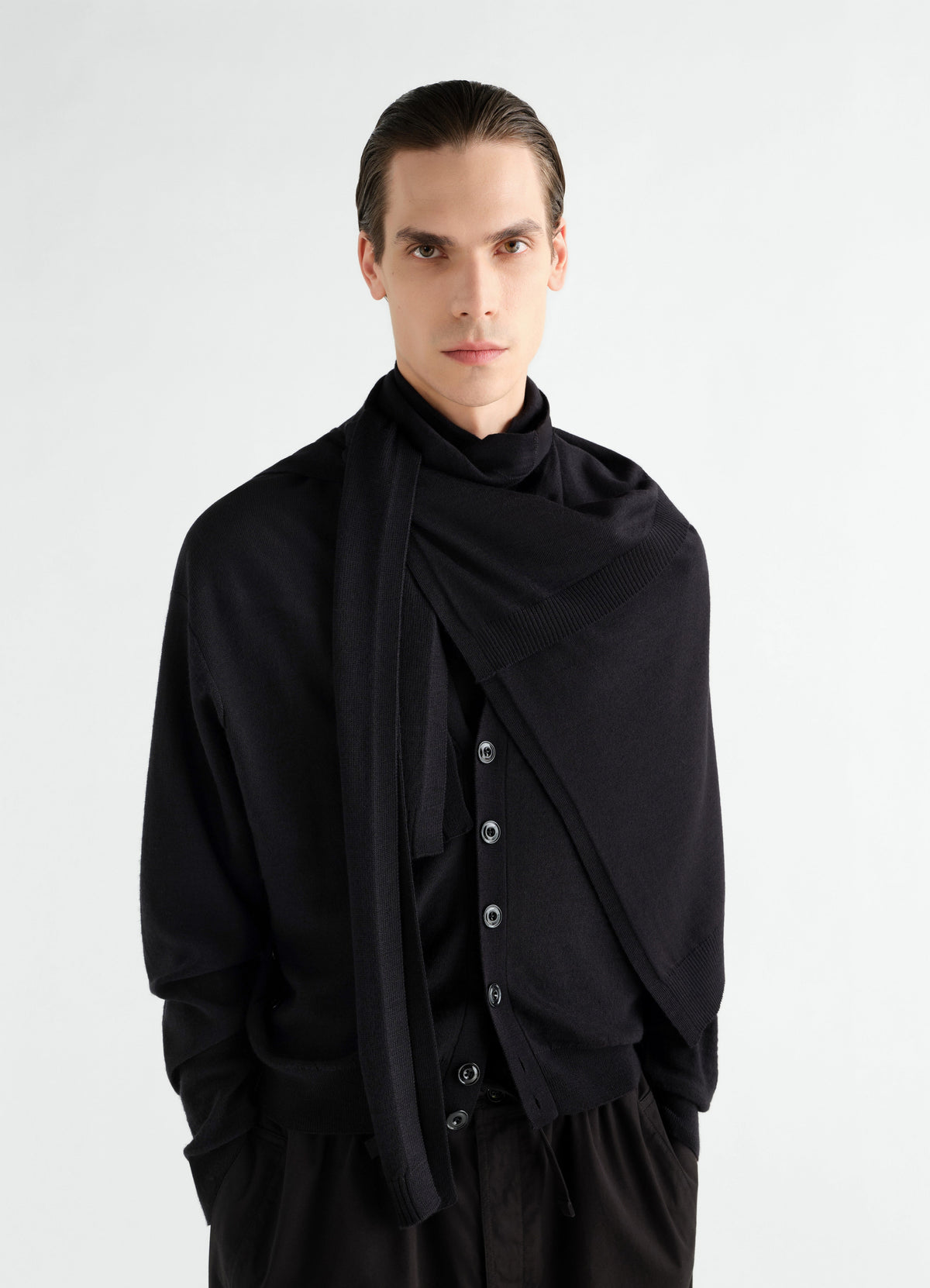 TROMPE L'OEIL SCARF IN MERINO BLEND