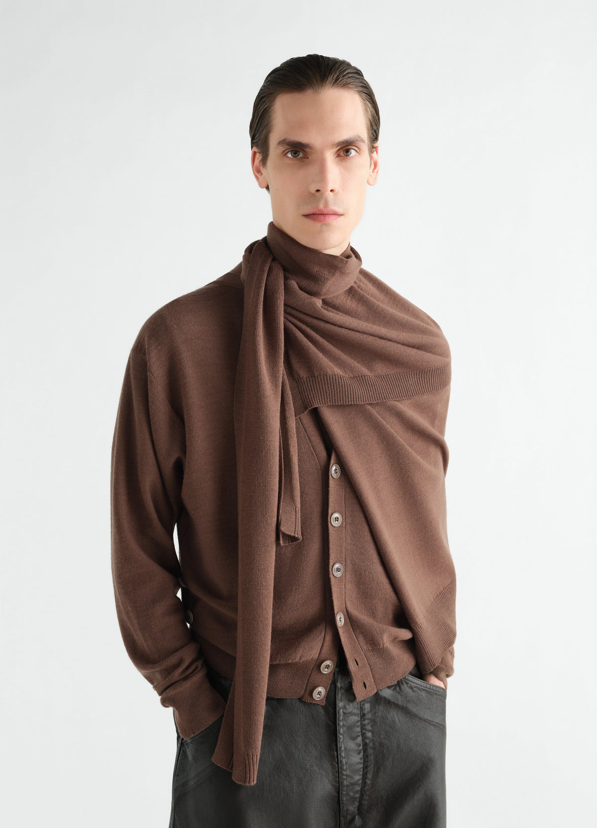 TROMPE L'OEIL SCARF IN MERINO BLEND