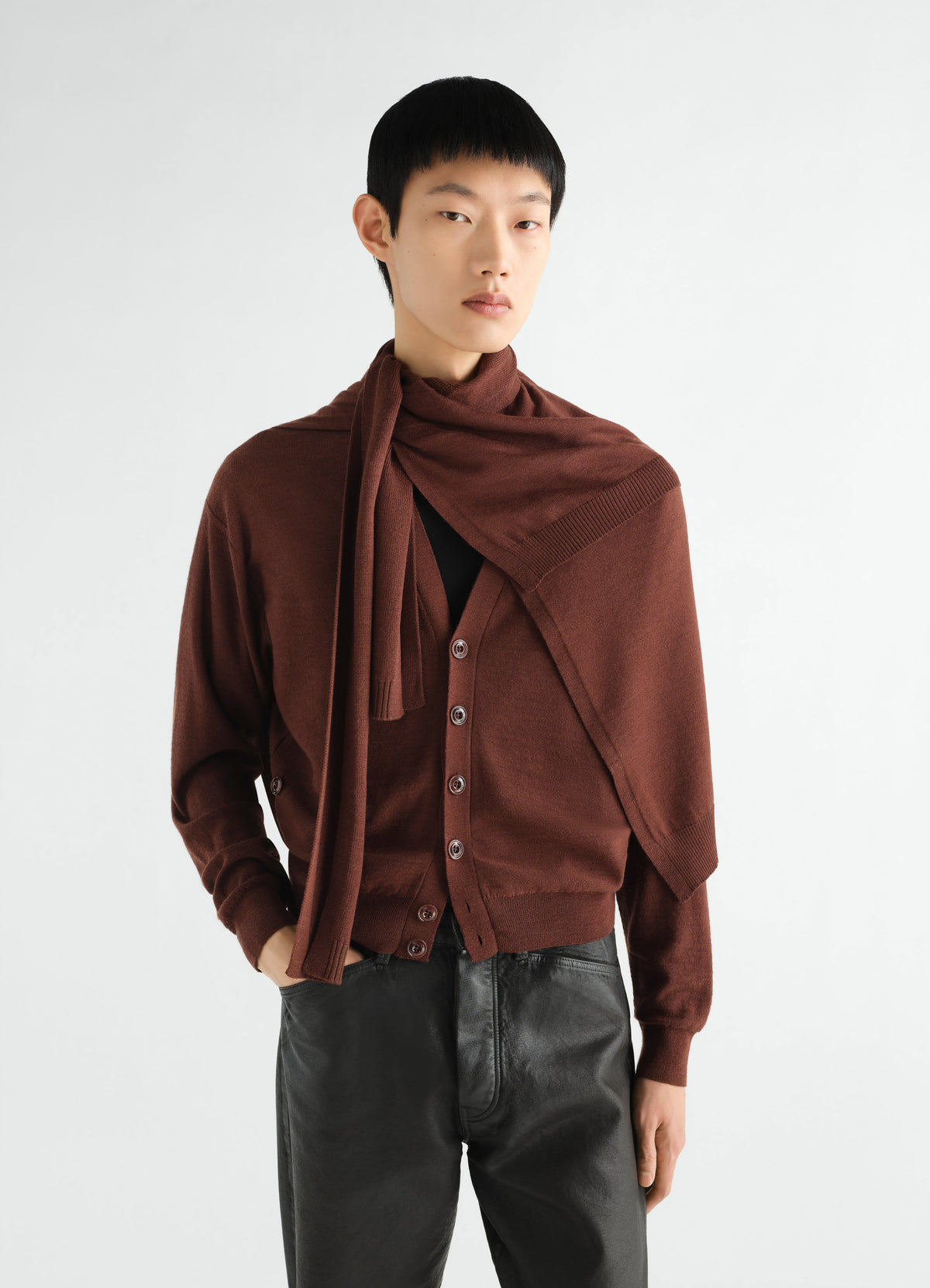 TROMPE L'OEIL SCARF IN MERINO BLEND