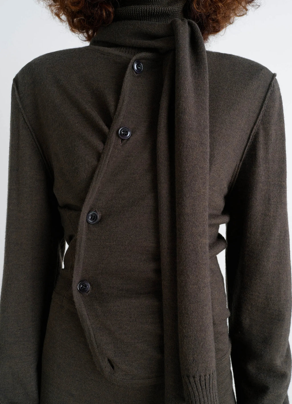CARDIGAN CROISÉ AVEC ÉCHARPE EN MÉLANGE DE MÉRINOS