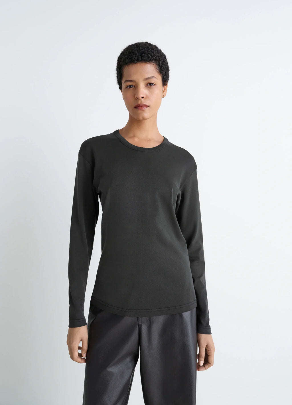 RIB LONG SLEEVE TOP IN RIB JERSEY