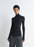 SEAMLESS HIGH NECK TOP IN FINE WOOL