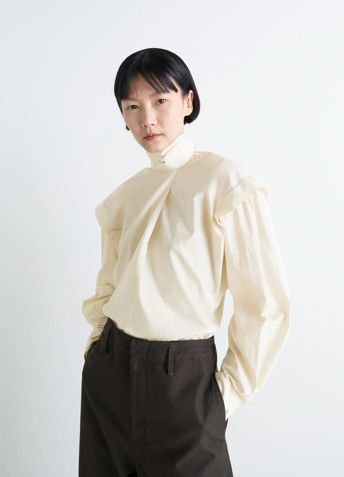 ASCOT BLOUSE IN WASHED COTTON SILK