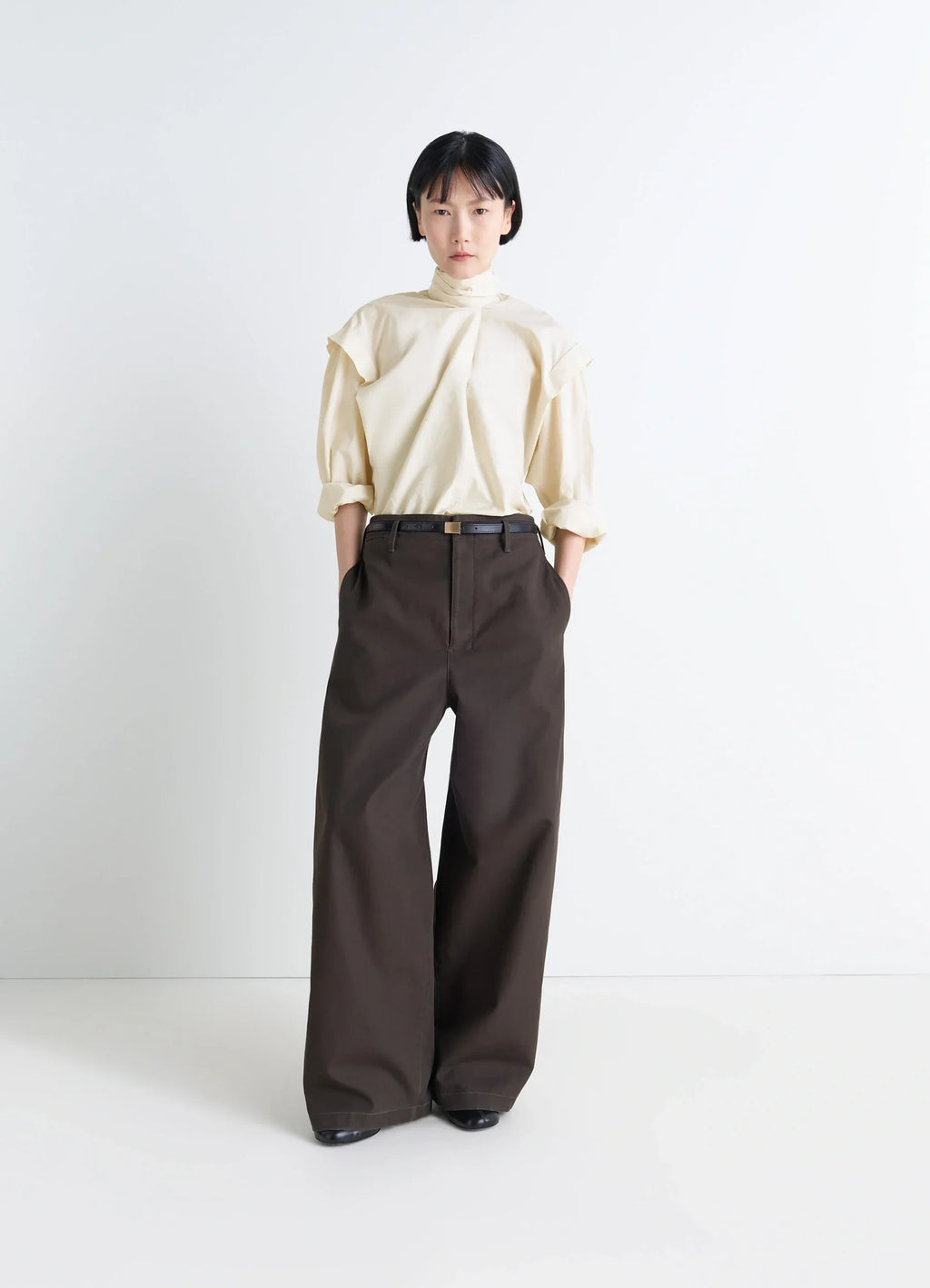 ASCOT BLOUSE IN WASHED COTTON SILK