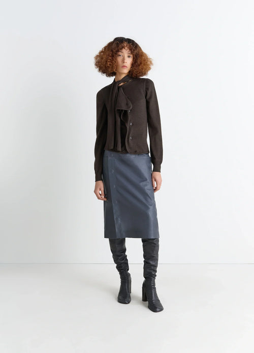CARDIGAN ASYMÉTRIQUE SANS MANCHES EN MÉLANGE DE MÉRINOS