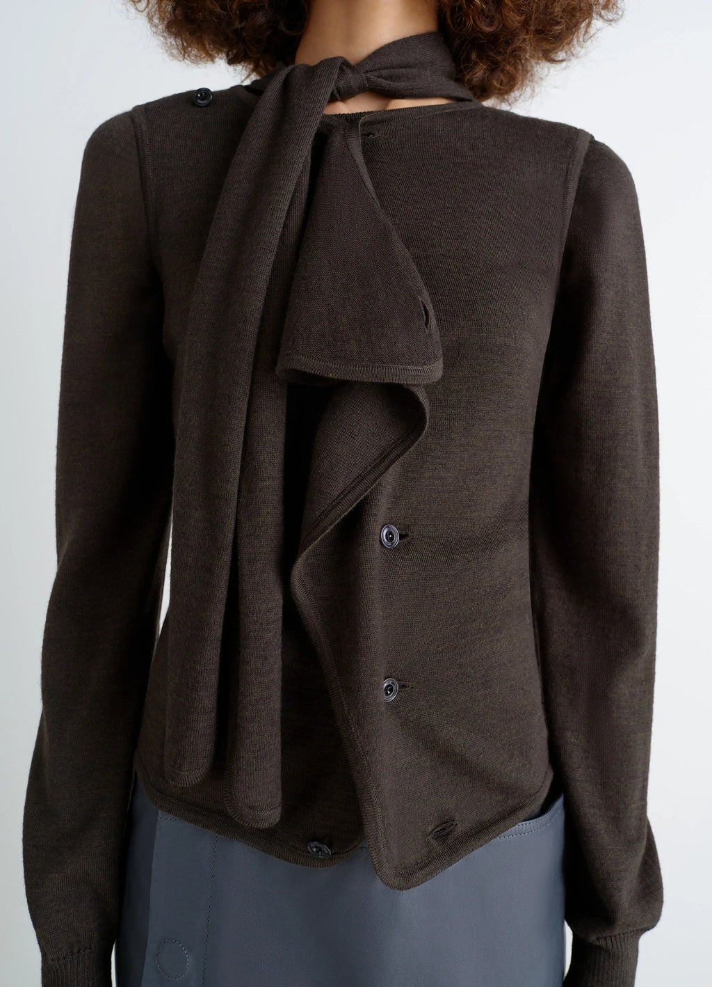 CARDIGAN ASYMÉTRIQUE SANS MANCHES EN MÉLANGE DE MÉRINOS
