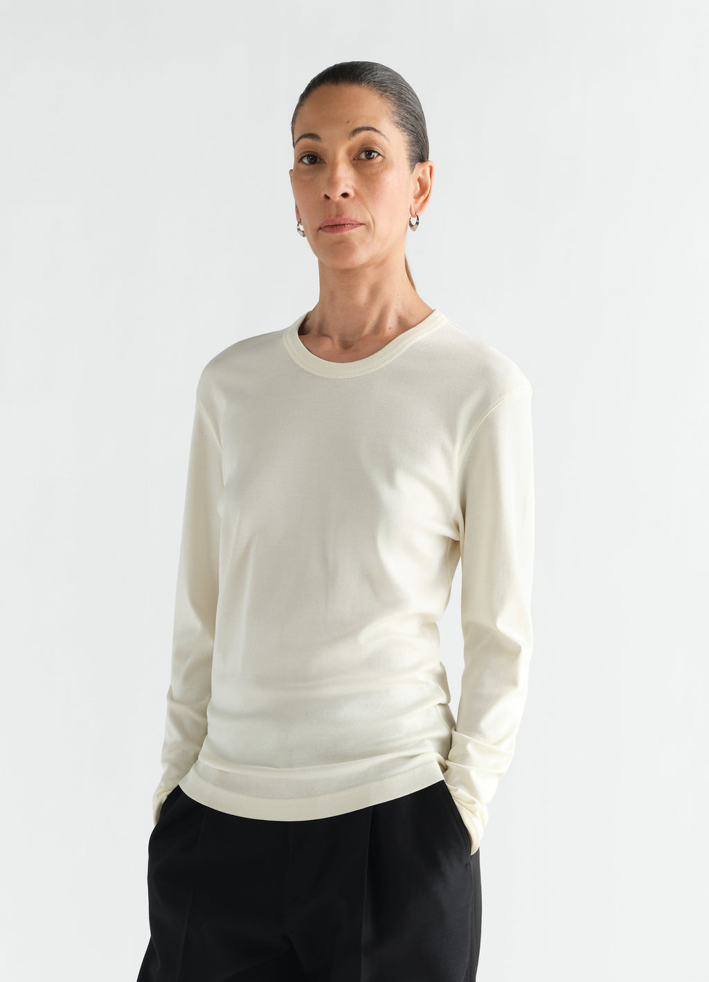 RIB LONG SLEEVE TOP IN RIB JERSEY