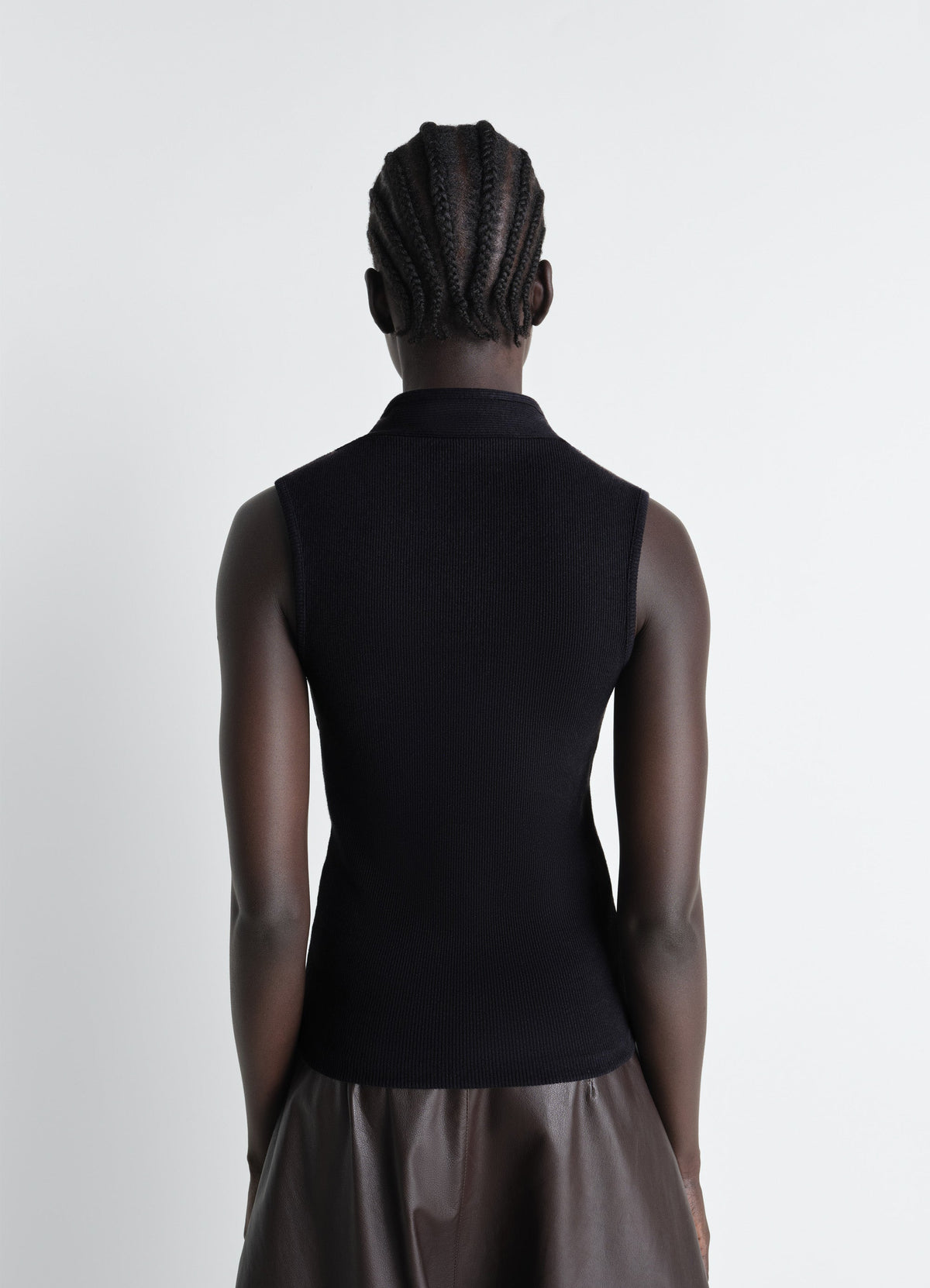 ASYMMETRICAL FITTED TOP IN COTTON LINEN RIB JERSEY