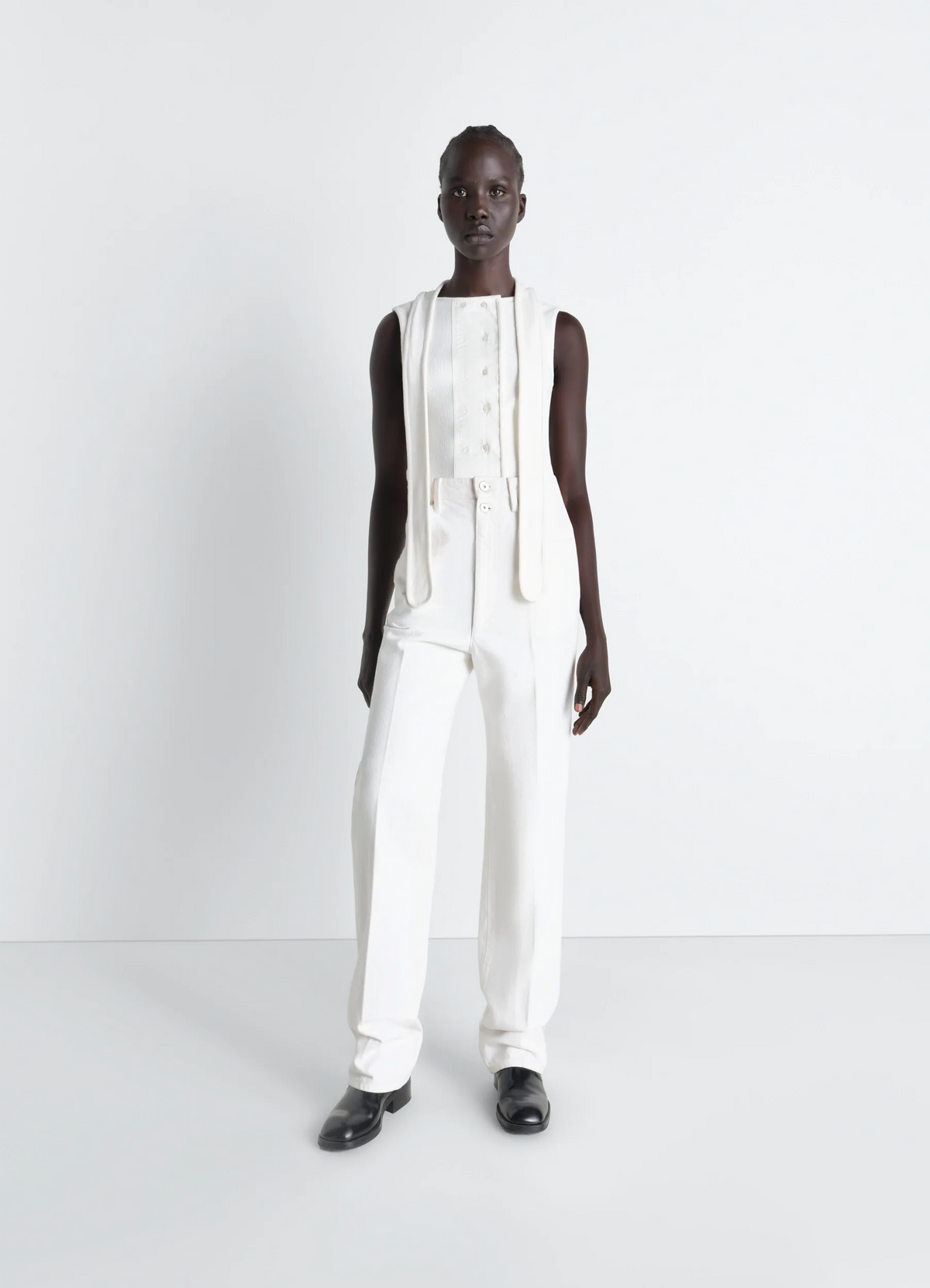 ASYMMETRICAL FITTED TOP IN COTTON LINEN RIB JERSEY
