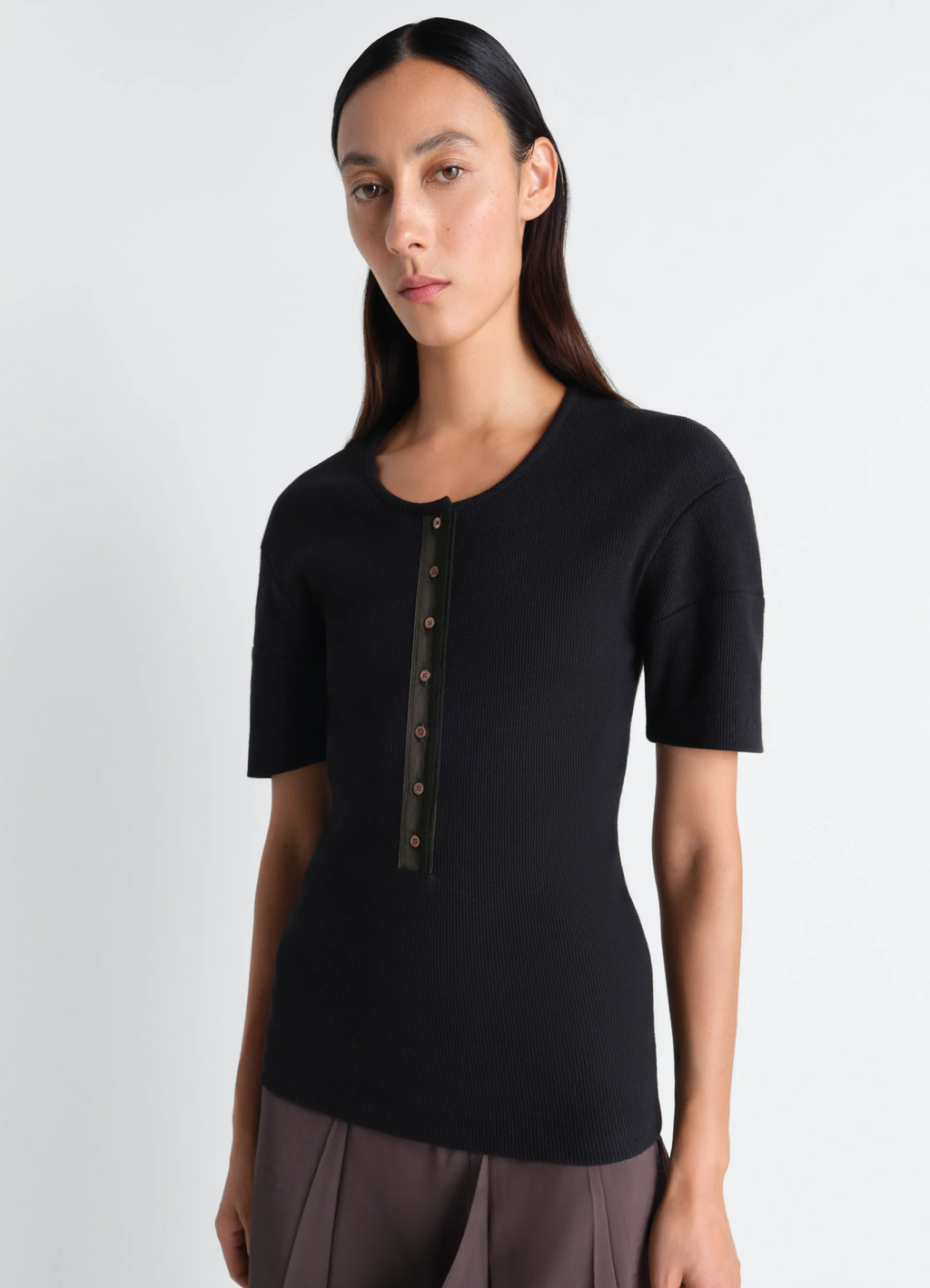 FITTED HENLEY IN COTTON LINEN RIB JERSEY