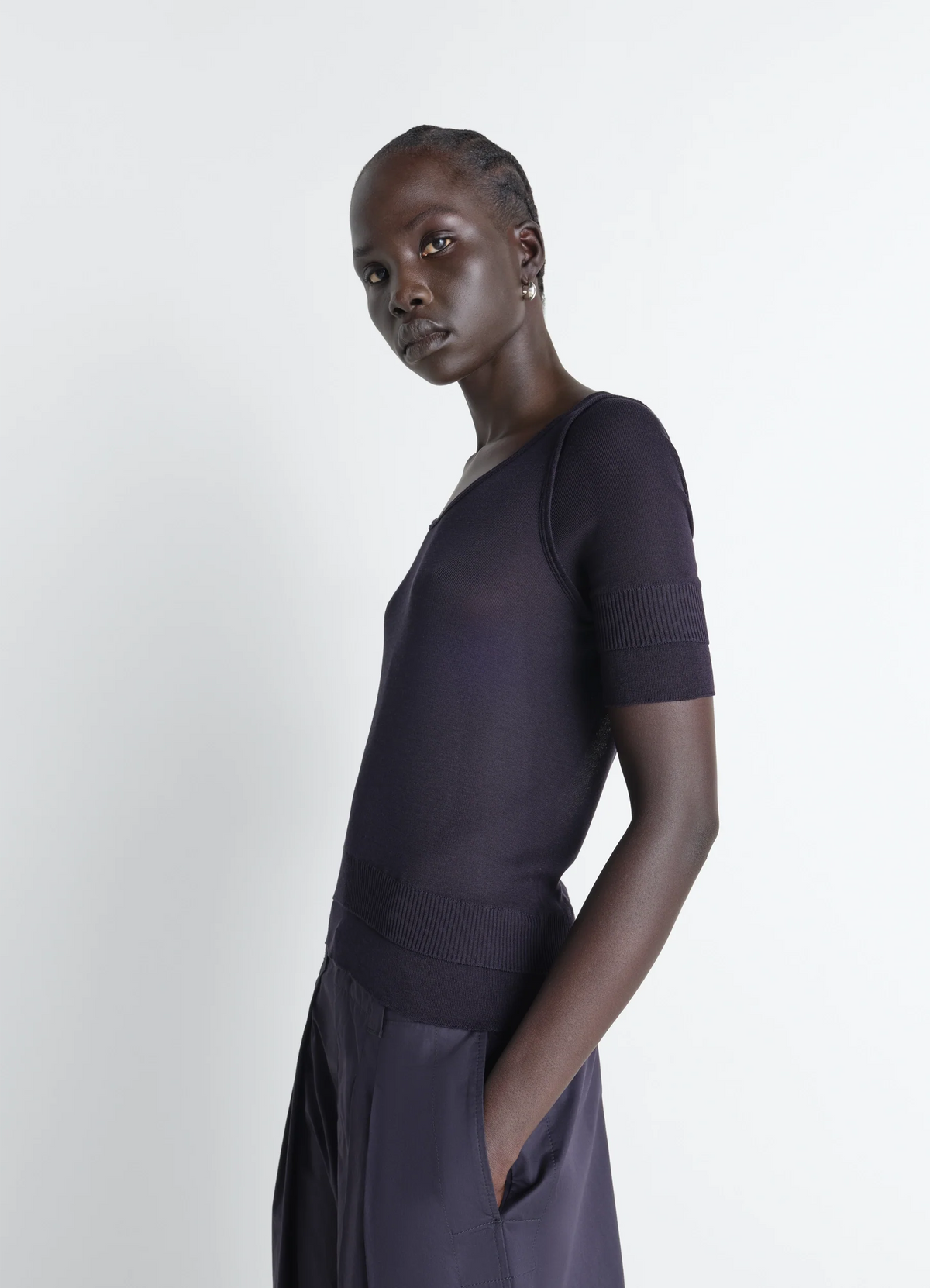 HAUT TROMPE-L'ŒIL SANS COUTURES EN VISCOSE ET SOIE