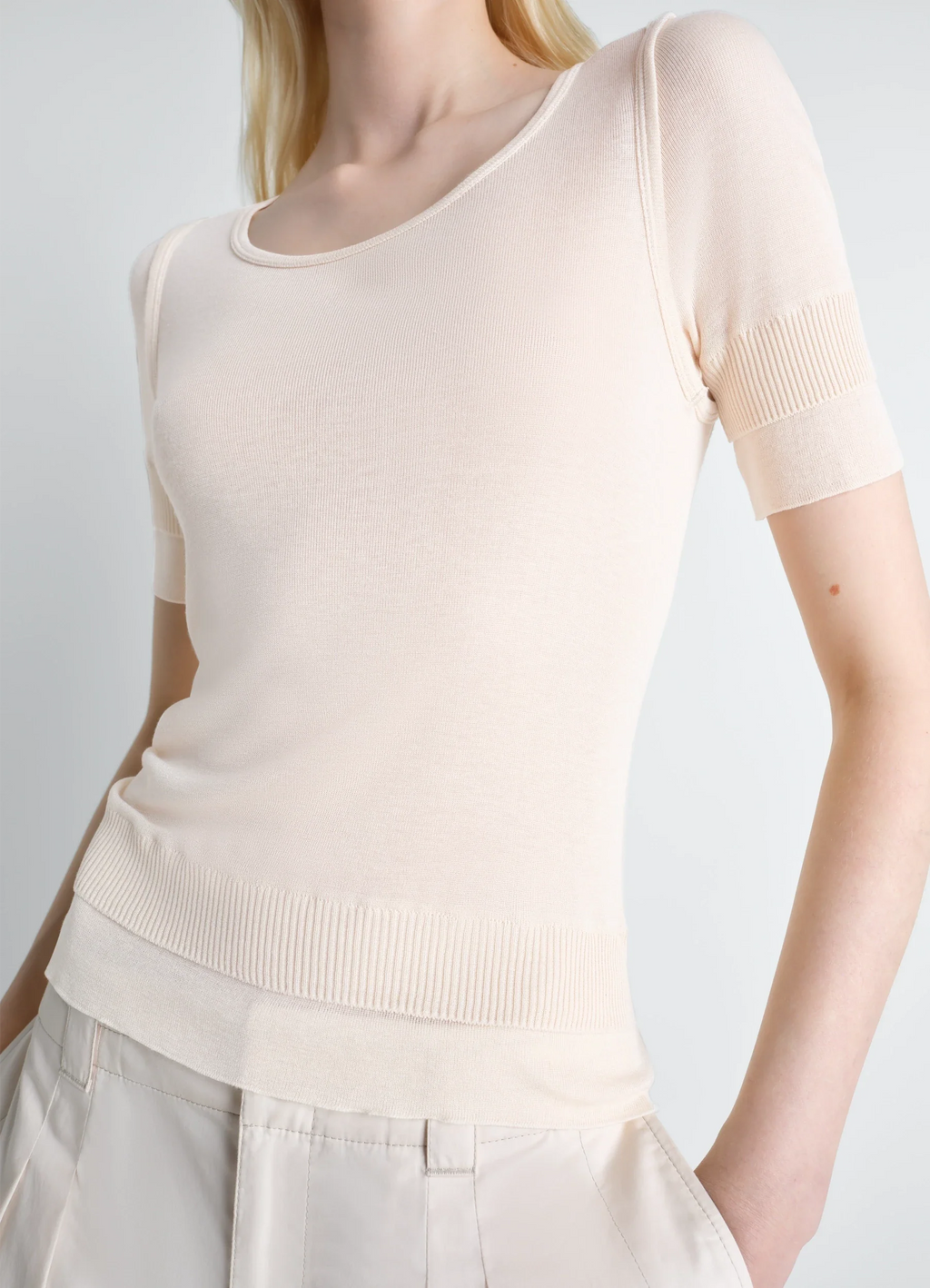 HAUT TROMPE-L'ŒIL SANS COUTURES EN VISCOSE ET SOIE