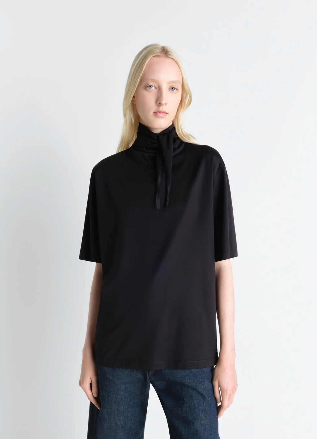 T-SHIRT AVEC FOULARD EN JERSEY MERCERISÉ
