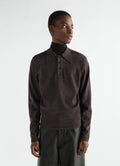LS KNITTED POLO TOP IN MOULINE FINE MERINO WOOL