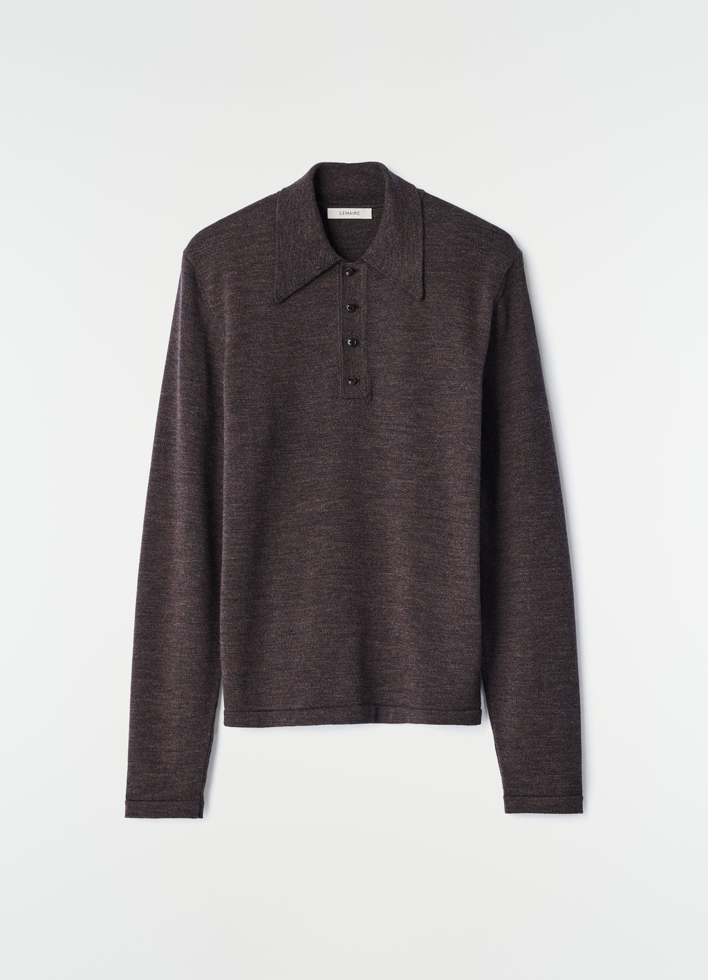 LS KNITTED POLO TOP IN MOULINE FINE MERINO WOOL