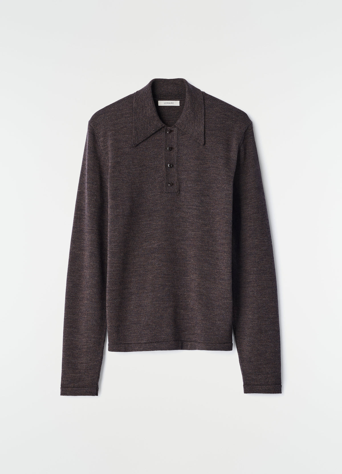 LS KNITTED POLO TOP IN MOULINE FINE MERINO WOOL