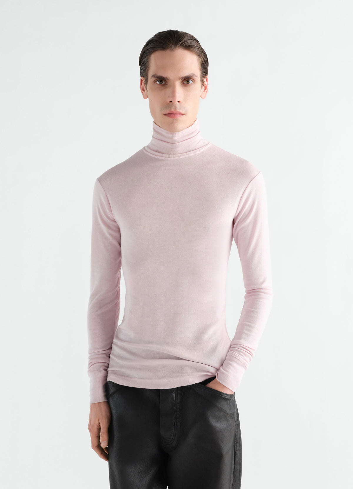 TURTLENECK TOP IN WOOL SILK JERSEY