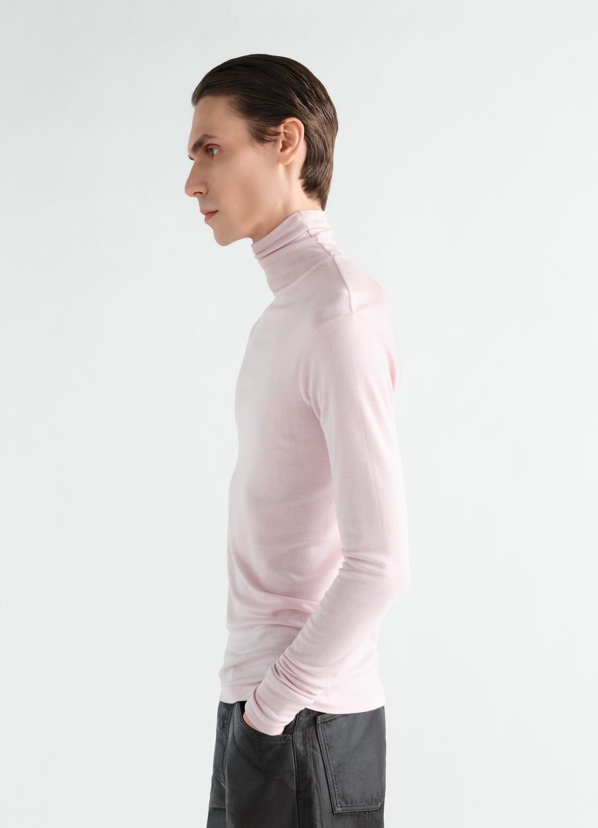 TURTLENECK TOP IN WOOL SILK JERSEY