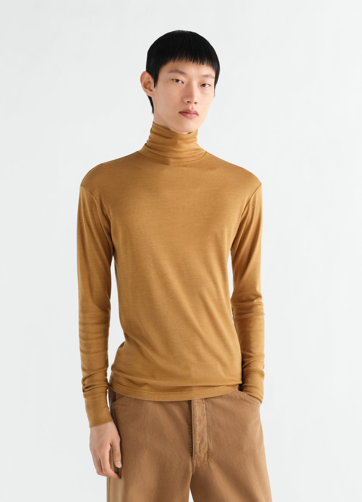 TURTLENECK TOP IN WOOL SILK JERSEY