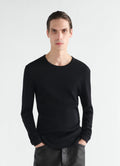 LONG SLEEVE RIBBED TEE IN LARGE RIB JERSEY
