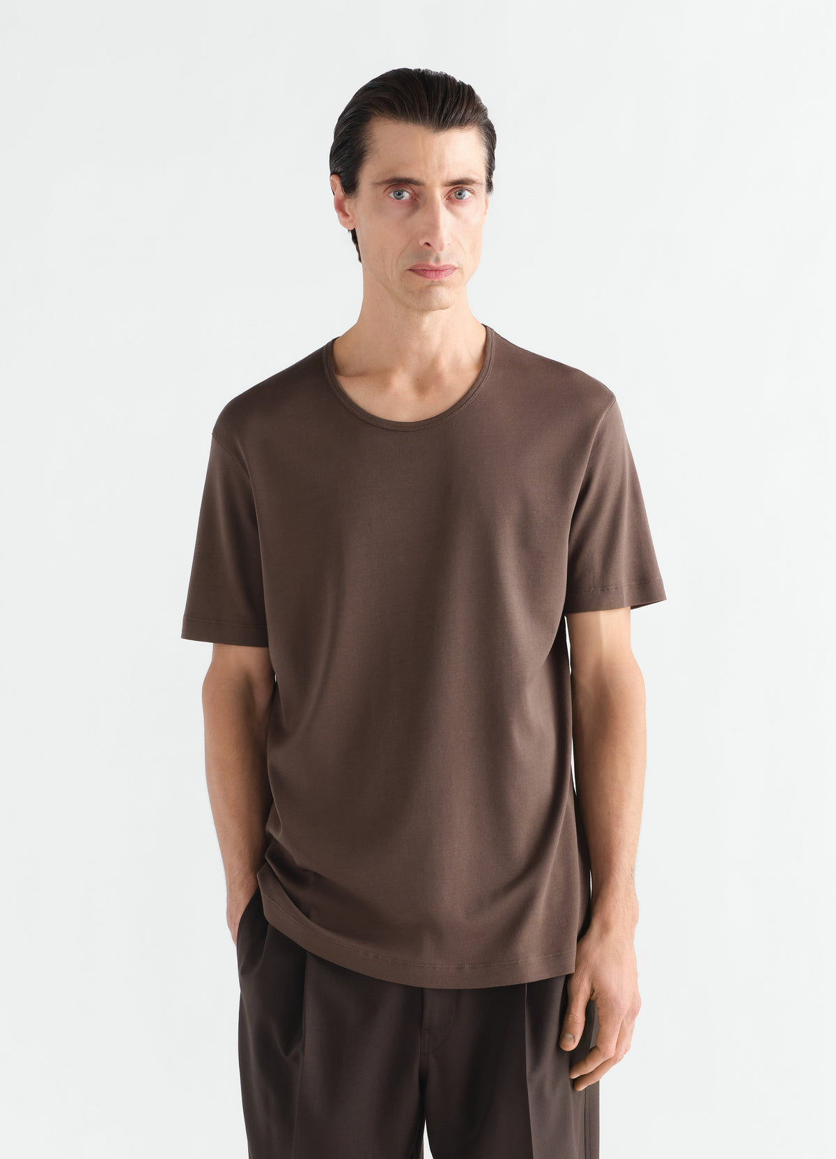 U-NECK TEE IN RIB JERSEY