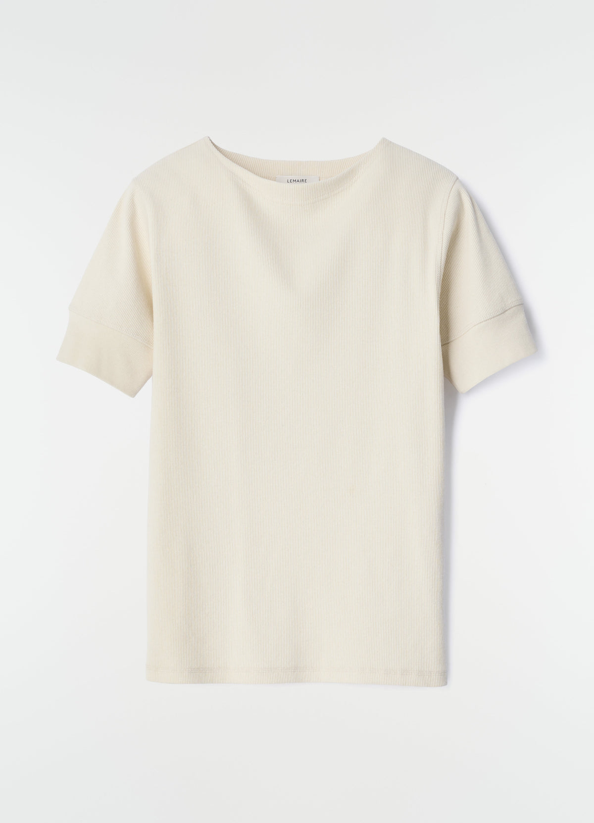 BOAT NECK RIBBED TEE IN COTTON LINEN RIB JERSEY