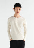 LONG SLEEVE HENLEY IN COTTON LINEN RIB JERSEY