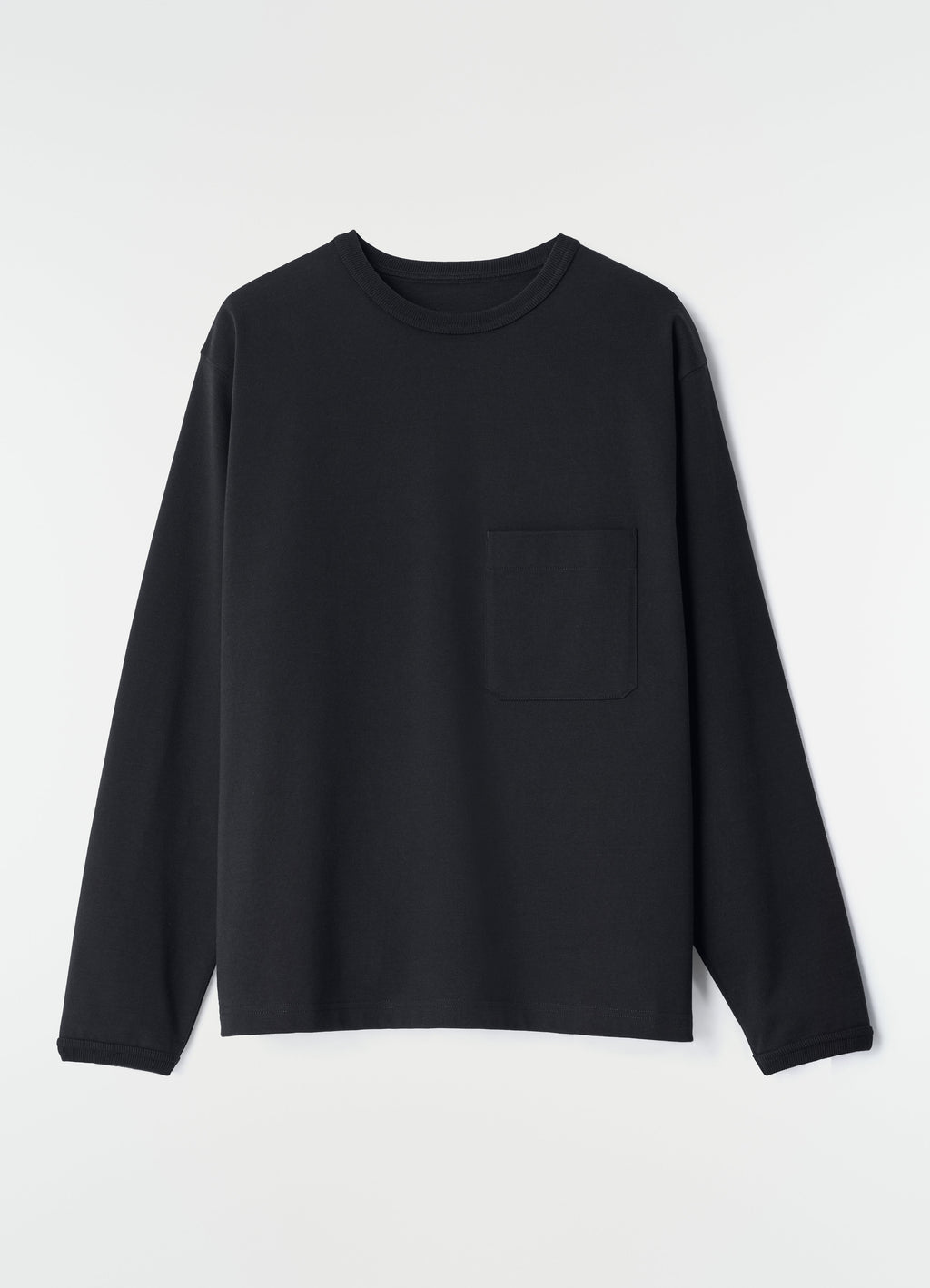 T-SHIRT COUPÉ CARRÉ À MANCHES LONGUES EN JERSEY DE COTON COMPACT