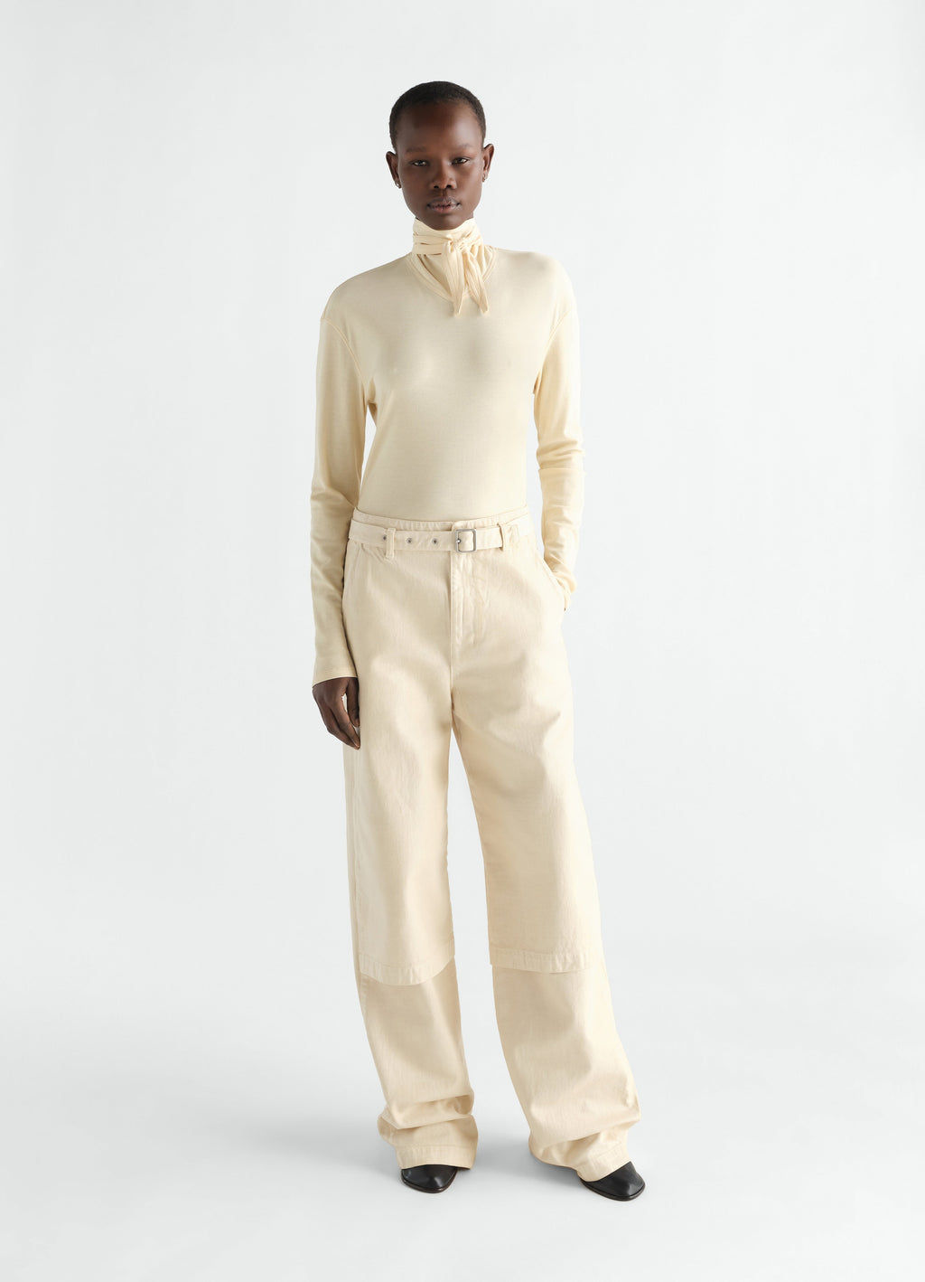 LONG SLEEVE FOULARD TOP IN SILKY CREPE JERSEY
