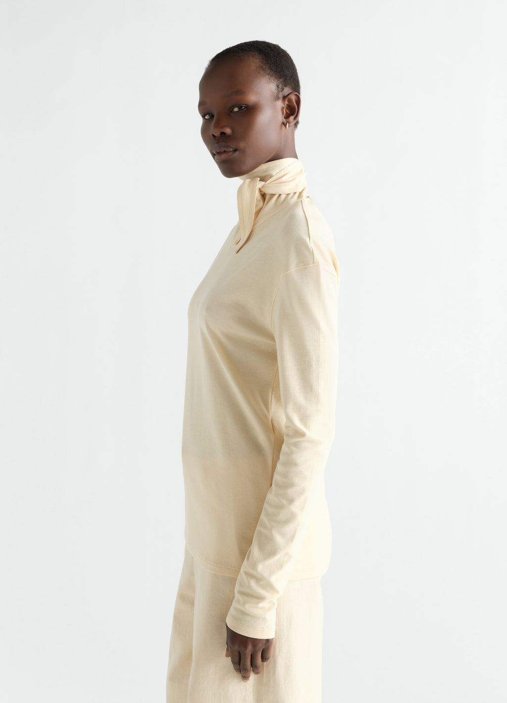 LONG SLEEVE FOULARD TOP IN SILKY CREPE JERSEY