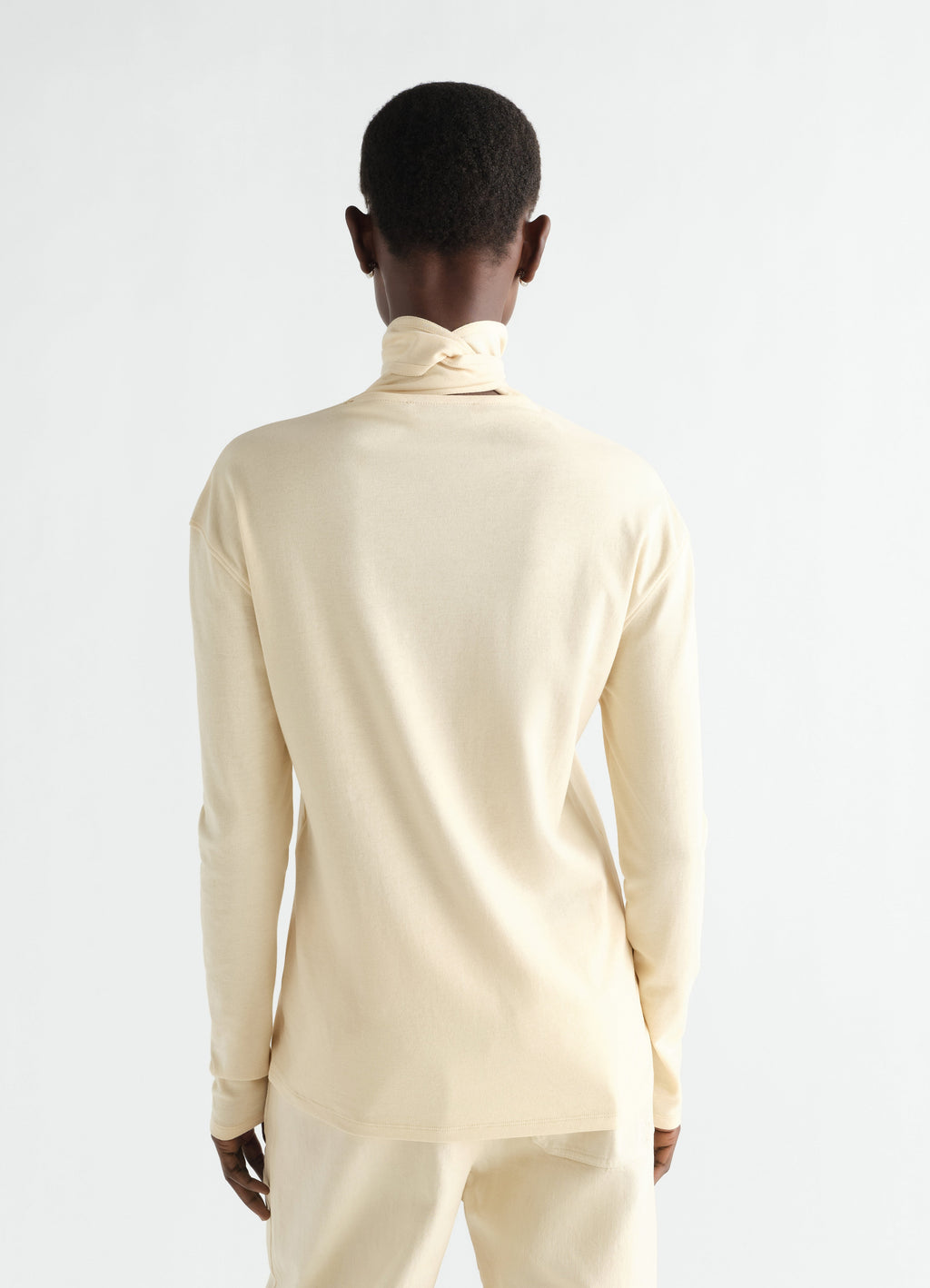 LONG SLEEVE FOULARD TOP IN SILKY CREPE JERSEY