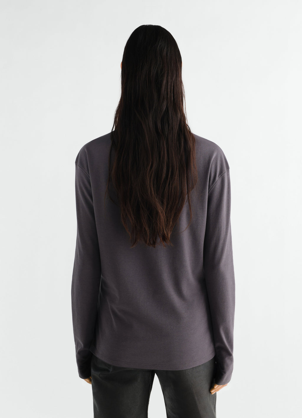 LONG SLEEVE FOULARD TOP IN SILKY CREPE JERSEY