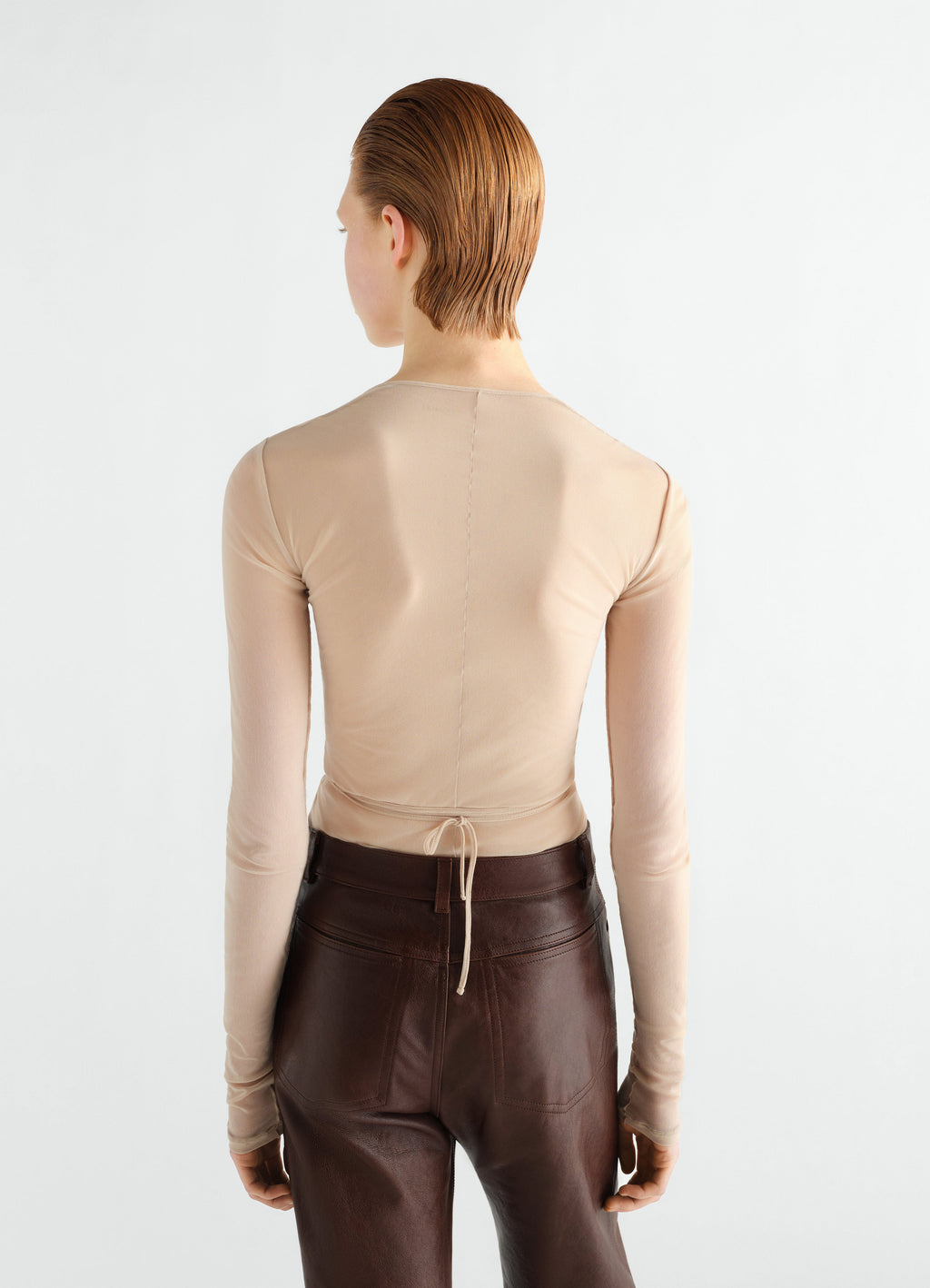 BALLERINA KNOTTED TOP IN MESH JERSEY