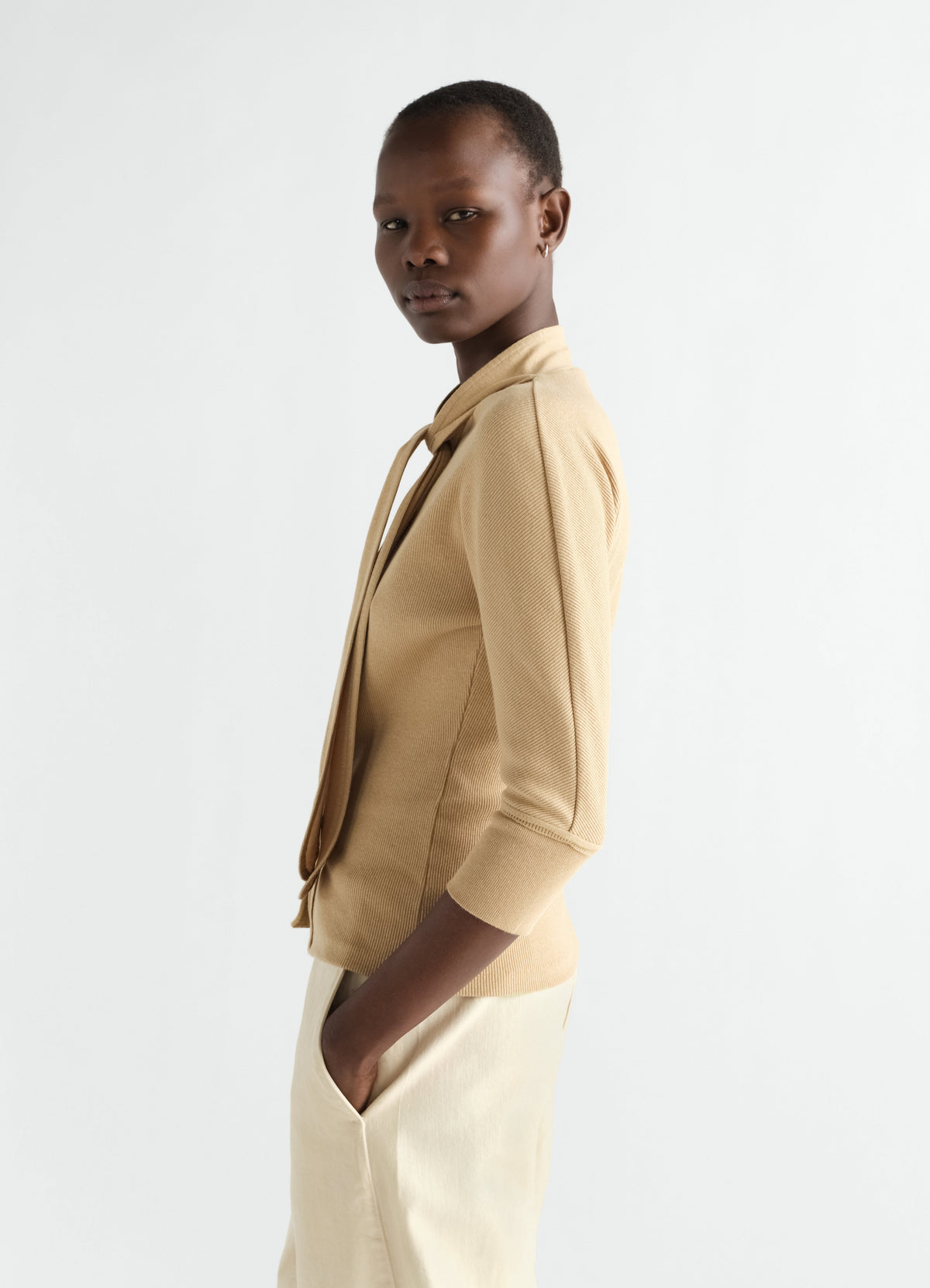 ASCOT T-SHIRT IN COTTON LINEN RIB JERSEY