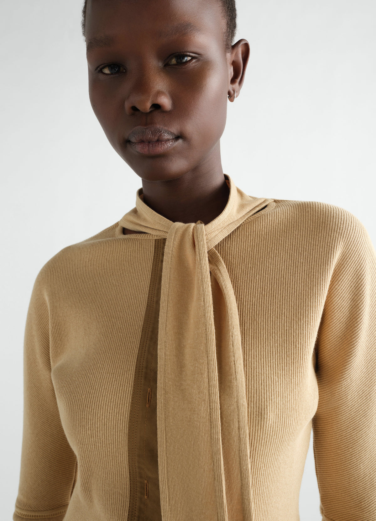 ASCOT T-SHIRT IN COTTON LINEN RIB JERSEY