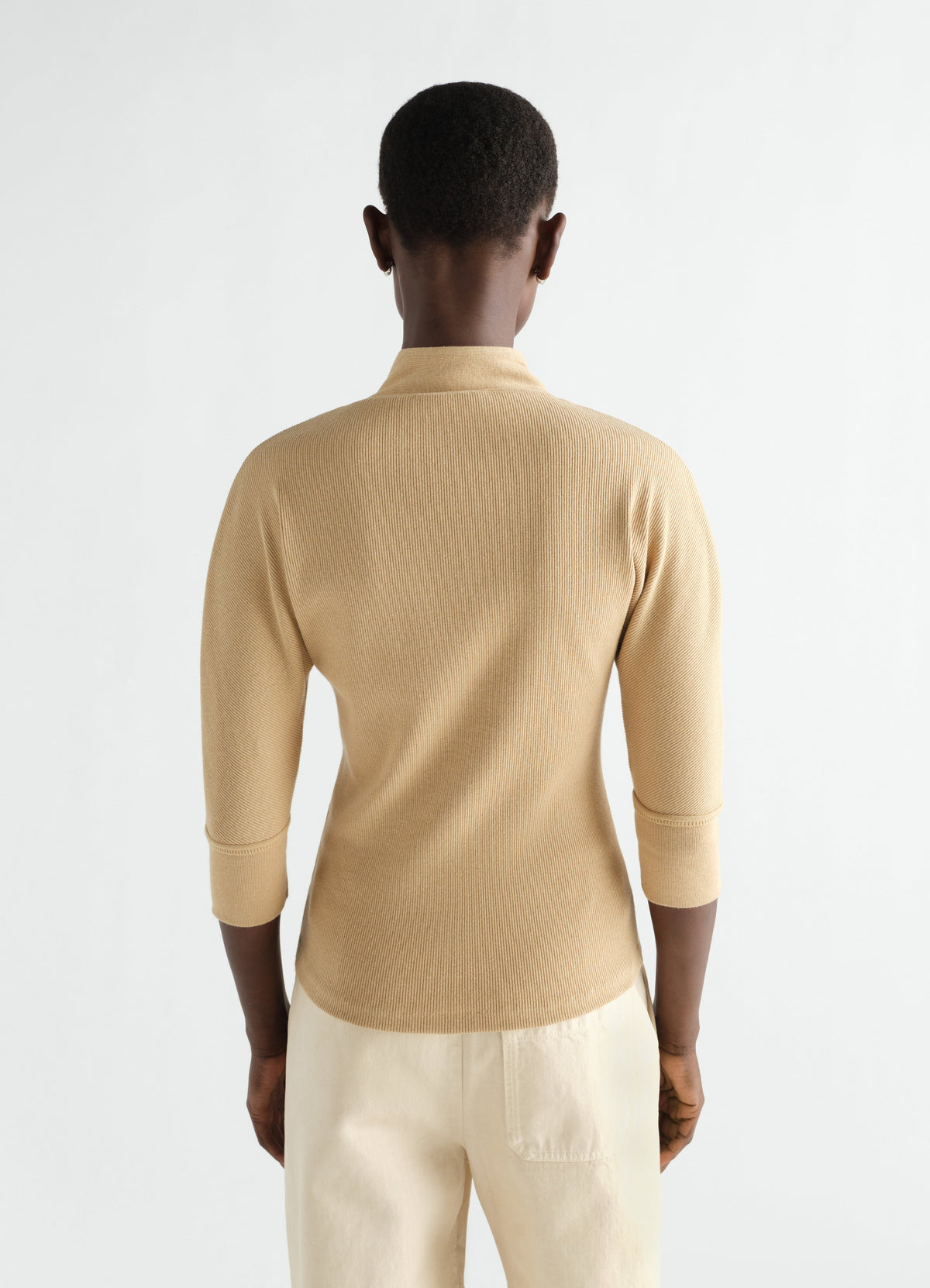 ASCOT T-SHIRT IN COTTON LINEN RIB JERSEY