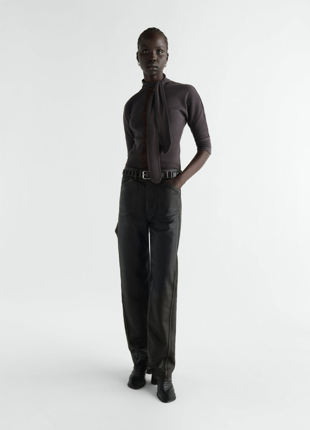 ASCOT T-SHIRT IN COTTON LINEN RIB JERSEY