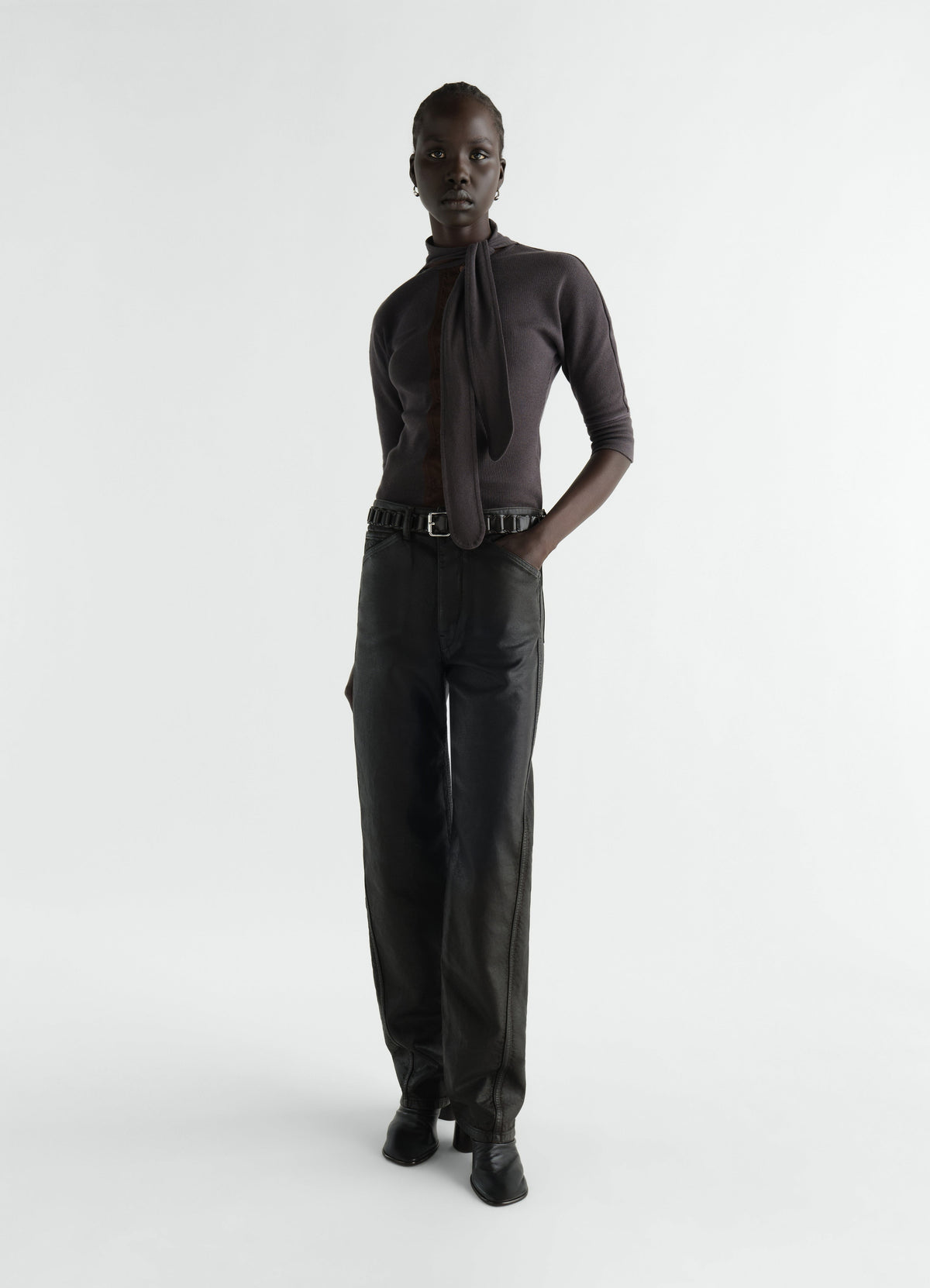 ASCOT T-SHIRT IN COTTON LINEN RIB JERSEY