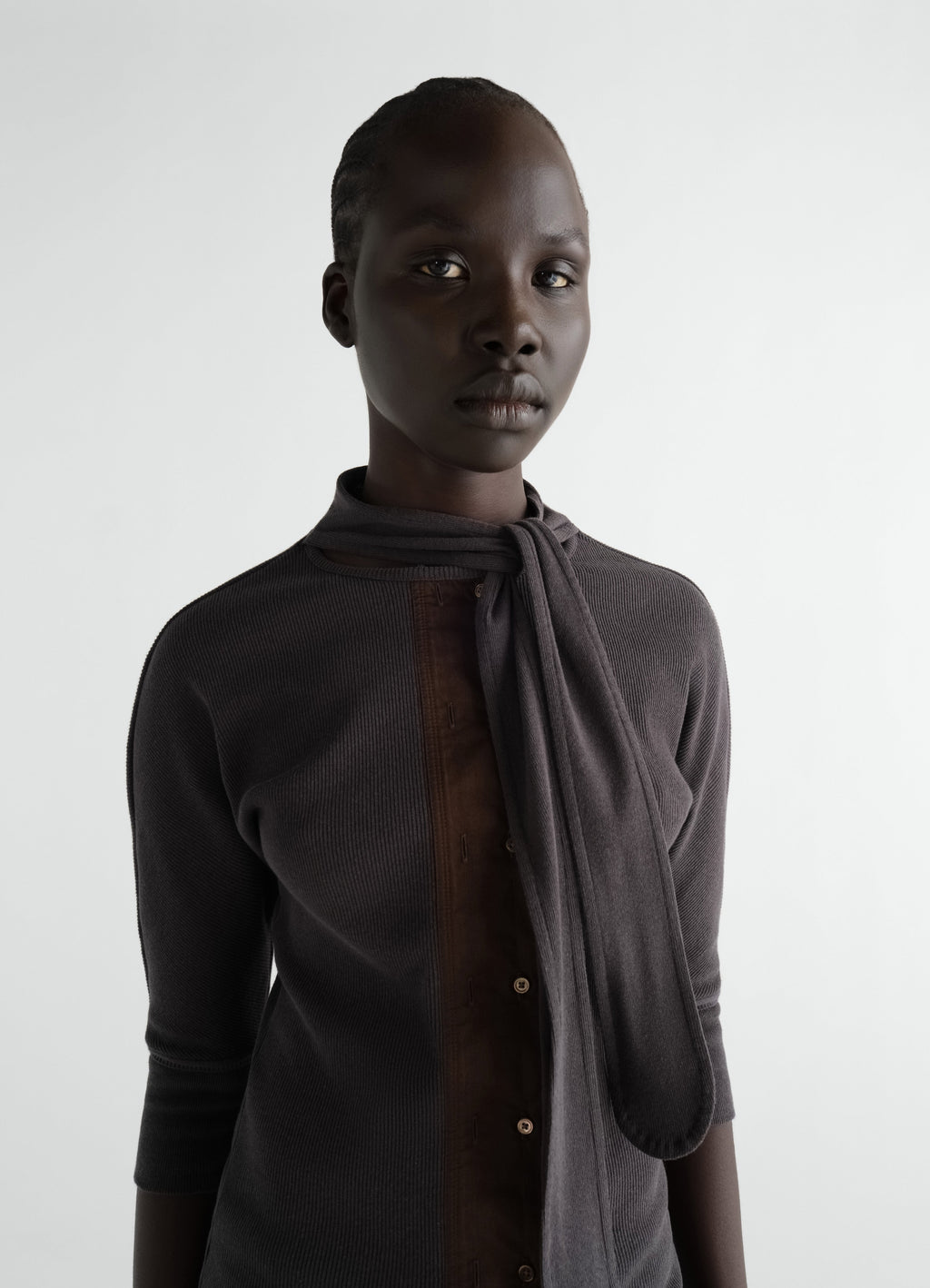 ASCOT T-SHIRT IN COTTON LINEN RIB JERSEY