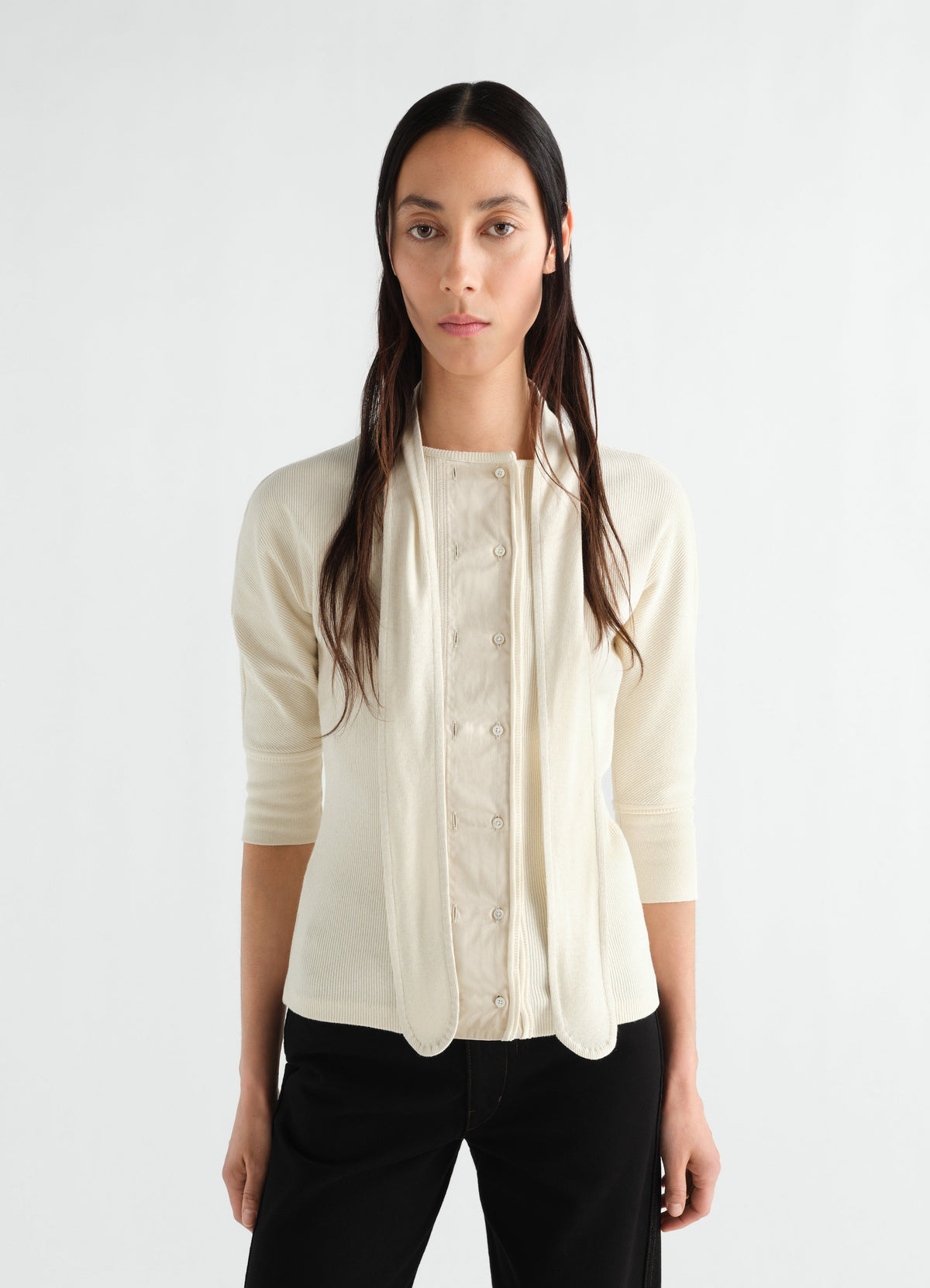 ASCOT T-SHIRT IN COTTON LINEN RIB JERSEY