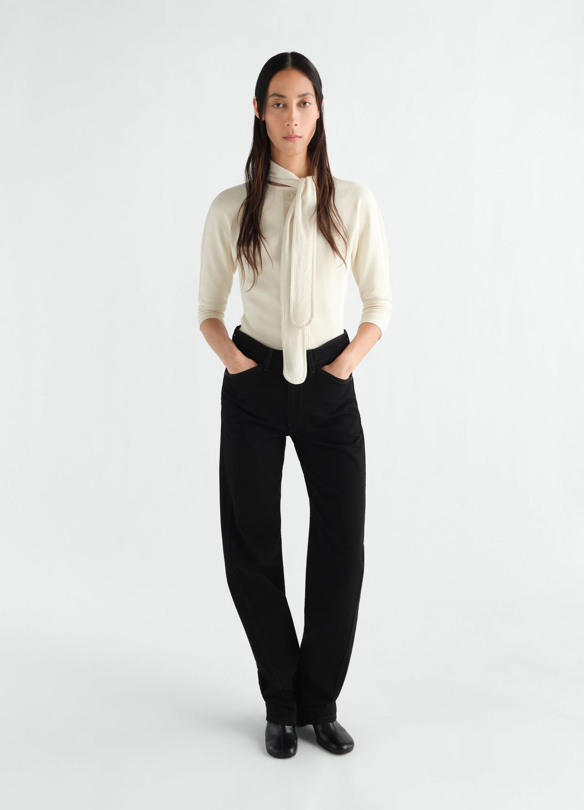 ASCOT T-SHIRT IN COTTON LINEN RIB JERSEY