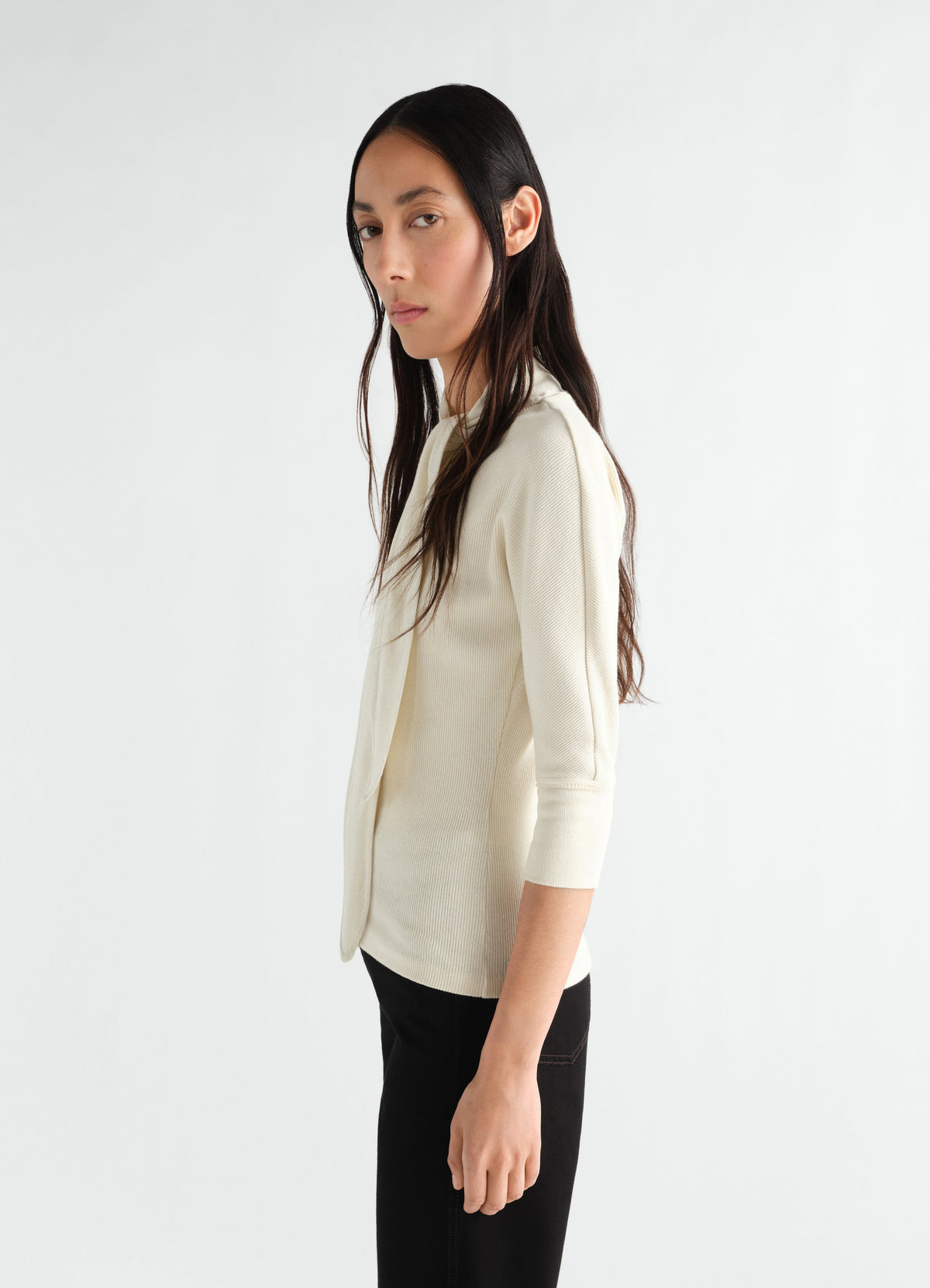 ASCOT T-SHIRT IN COTTON LINEN RIB JERSEY